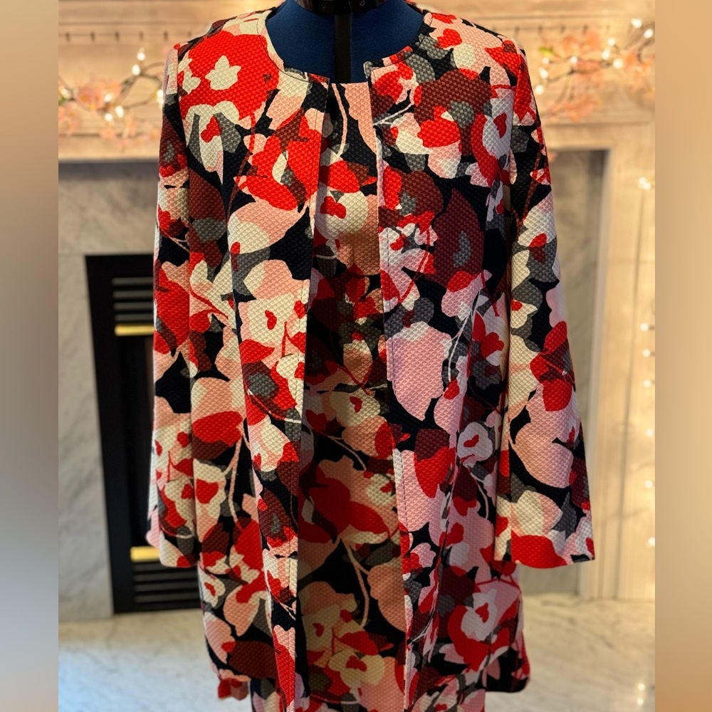 NWT The Limited (original store) A-Line dress & matching coat, floral, L/12